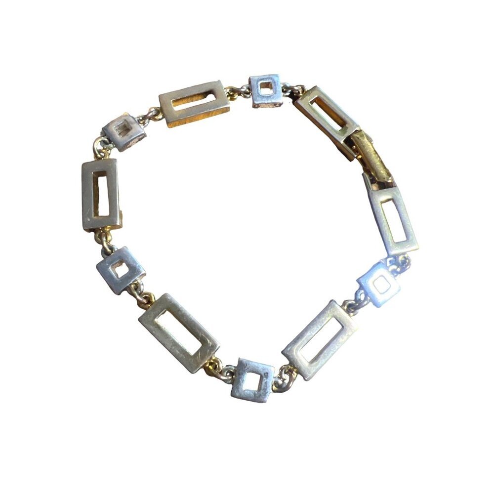 Napier Vintage Bracelet Gold Silver Tone Square Links Classic Jewelry